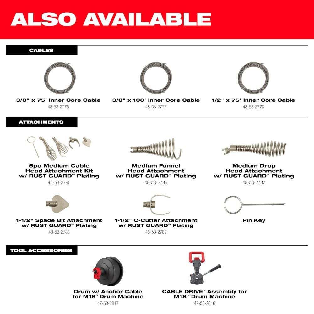 Milwaukee M18 Drum Machine For 3/8-1/2 Cable