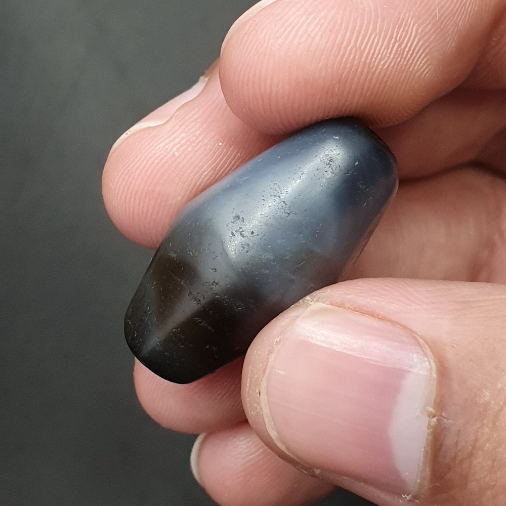 Antique Persian Himalayan Blue Chalcedony Agate Bead