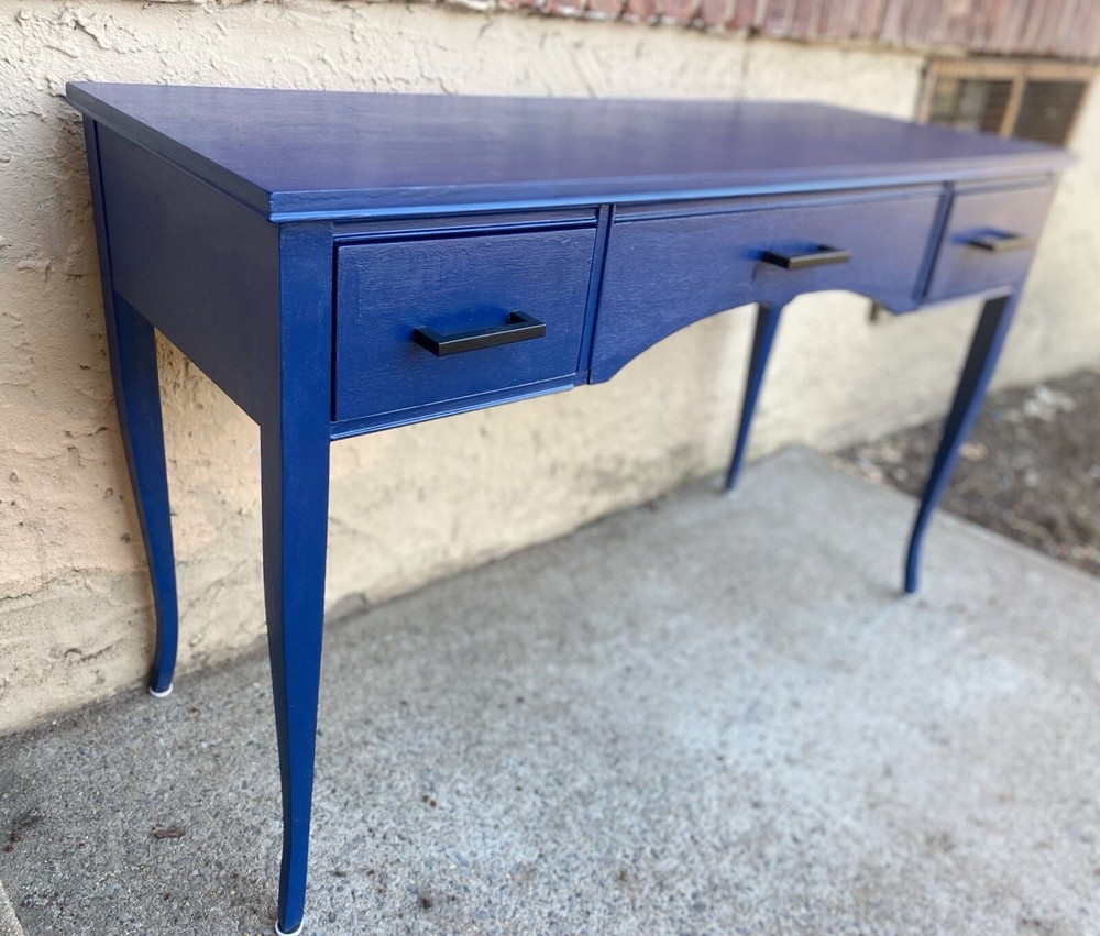 Rare Blue Antique Wood Rectangular  Vintage Desk