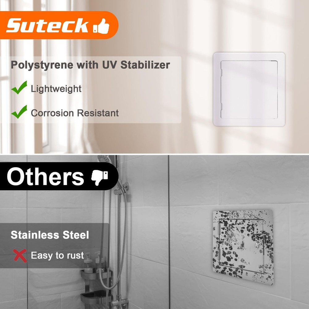 8 x 8 Inch Plastic Access Panel Drywall Ceiling Reinforced Wall Door White