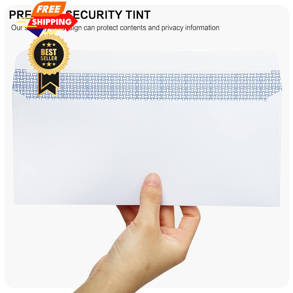 1000 Pack #10 Single Left Window SELF Seal Security 1000 Pack, white