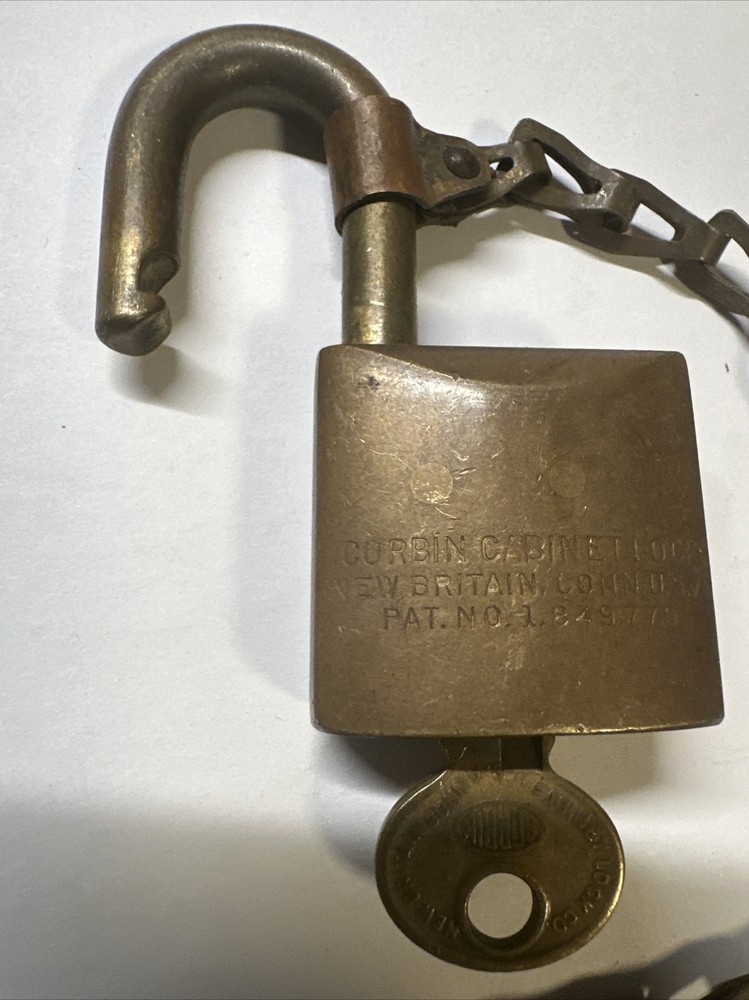 Vintage Corbin Solid Brass Padlock With Key