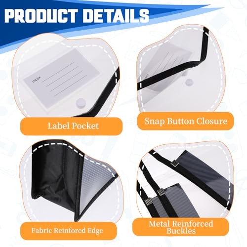 10-Pack Plastic File Folders Expanding Document Organizer with Snap Closure,