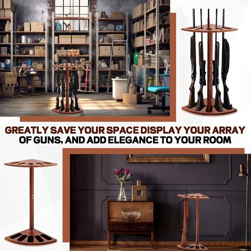 Corner Gun Display Rack Secure Storage Vertical Stand Easy Assembly 5 Firearms