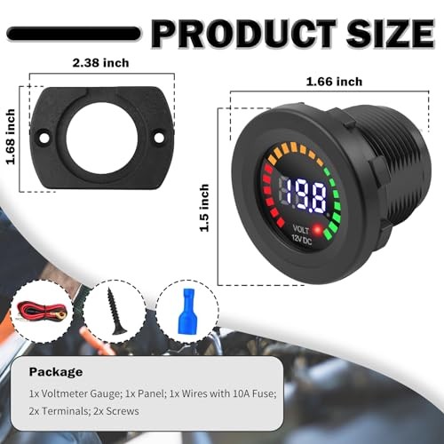 Volt Meter 12 Volt with LED Digital Display Panel,12V DC Battery Voltage Black