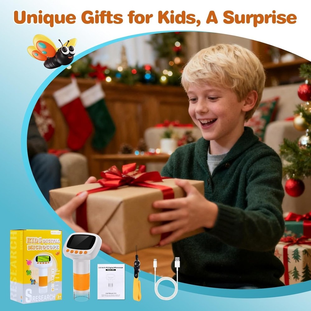 Portable Kids Microscope – 1000X Magnification for Fun Science Exploration!