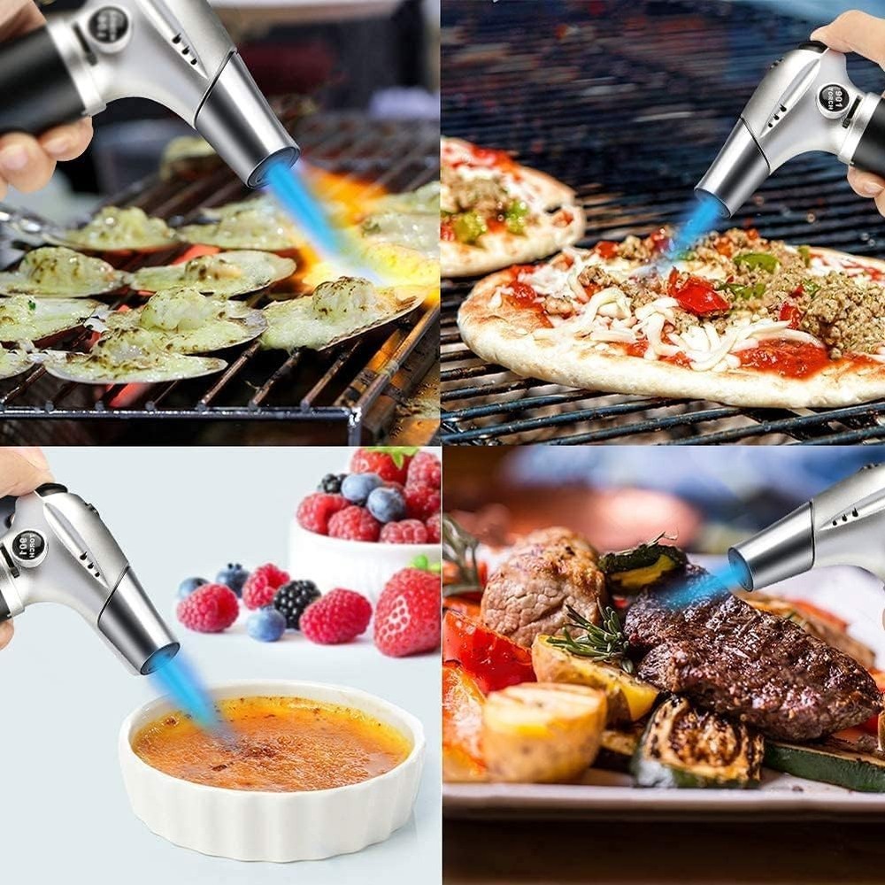 Adjustable Flame Kitchen Blow Torch - Refillable Culinary Torch for Cooking