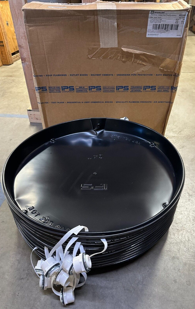 ML10912 - 24" Plastic Water Heater Pans with PVC Drain Connection (Case of 20)