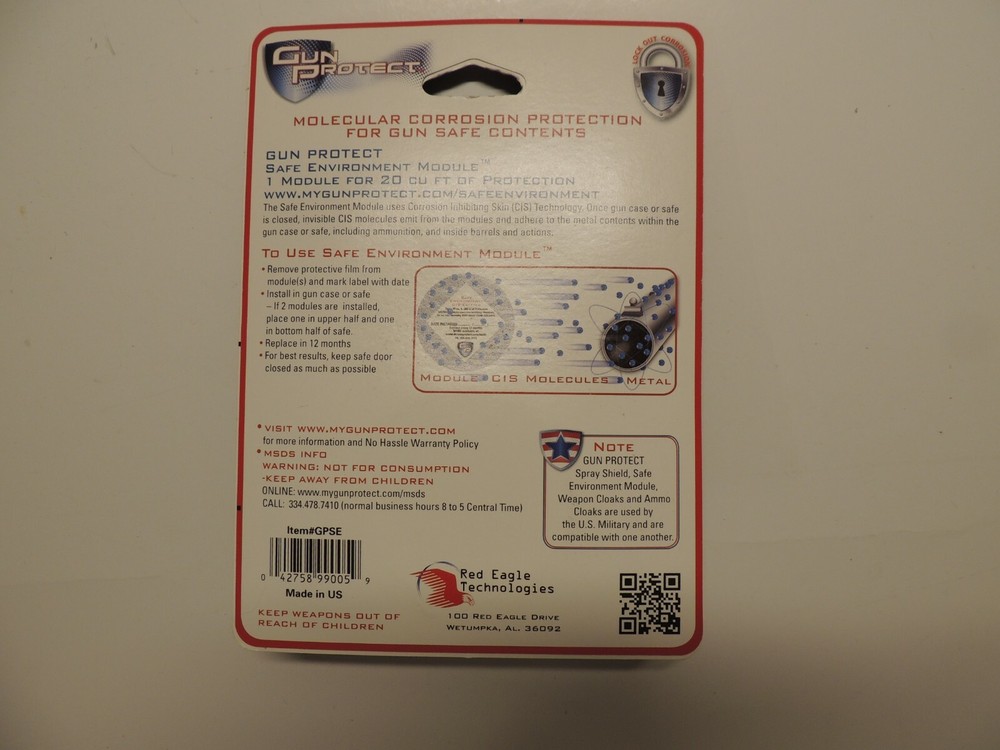 Red Eagle Gun Protect Safe Environment Module GPSE for gun case/small safe NEW