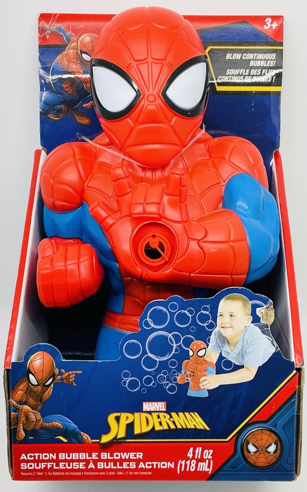 Marvel Spiderman Action Bubble Blower Blows Continuous Bubbles