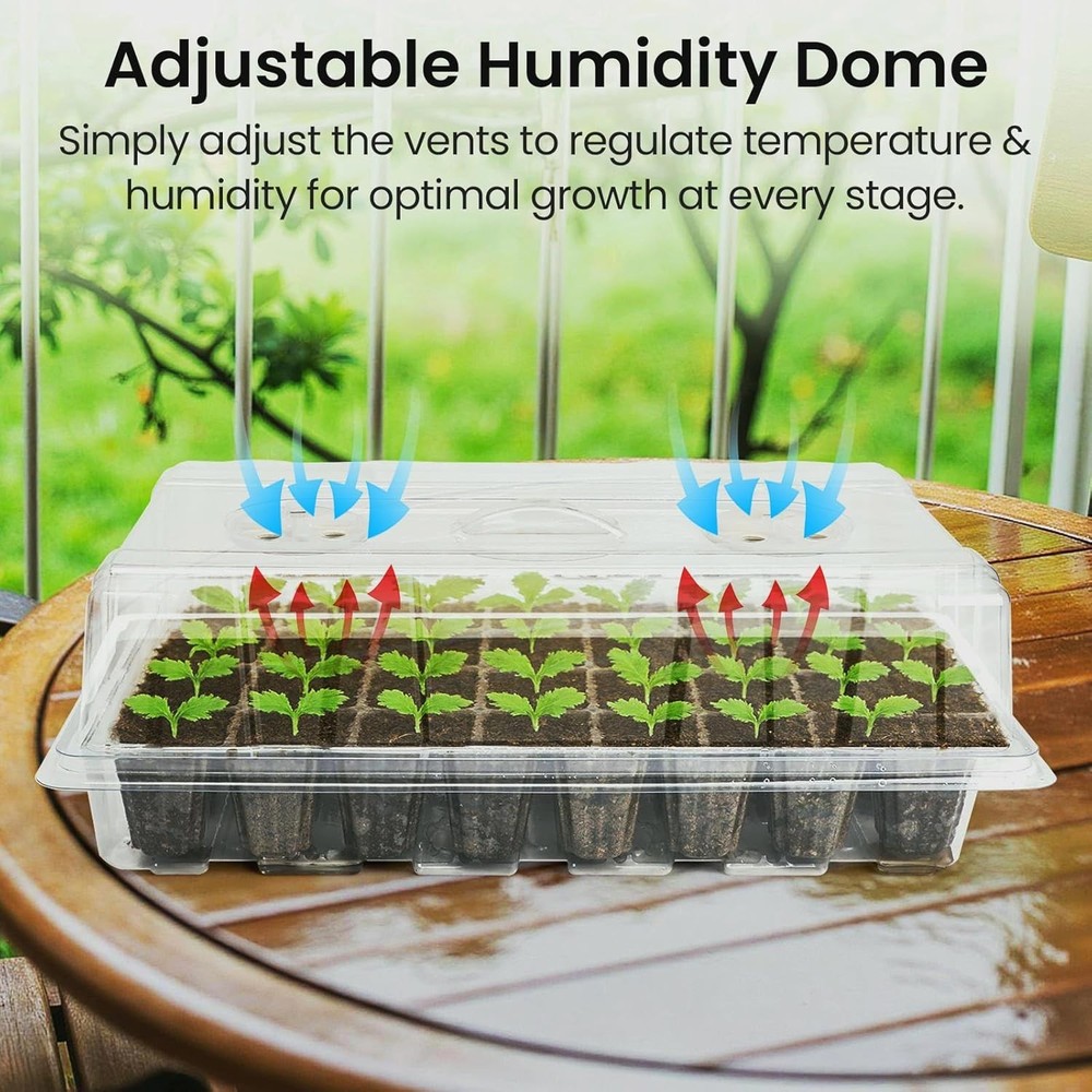 Elevated 2-Pack Seedling Starter Tray with Full Spectrum Light for All Plants