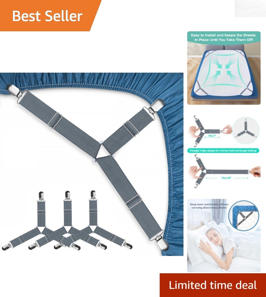 Adjustable Fitted Sheet Clips - 4-Pcs Set for Tidy Beds and Comfortable Sleep