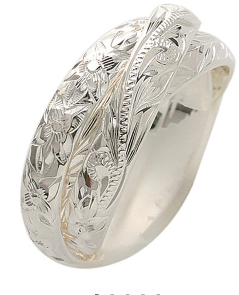 925 Silver hawaiian scroll three ring maile leaf 4mm