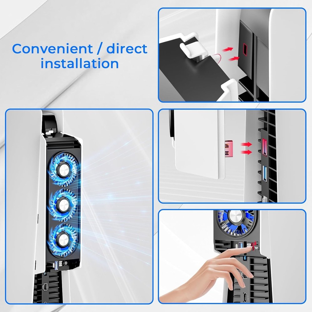 PS5 Cooling Fan with LED Light,Quiet and Efficient Cooling System for PS5