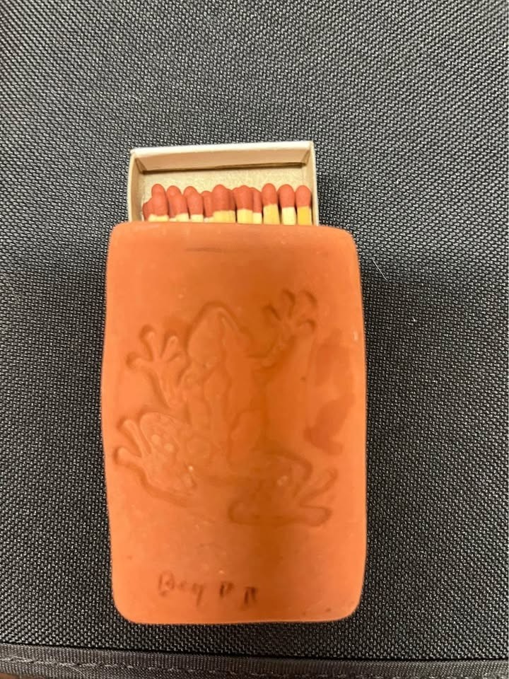 Frog Matchbox with Ceramic Cover