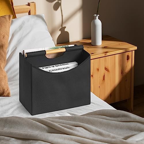 Magazine Holders, Foldable Magazine File Holder with Handle Magazine Rack Black