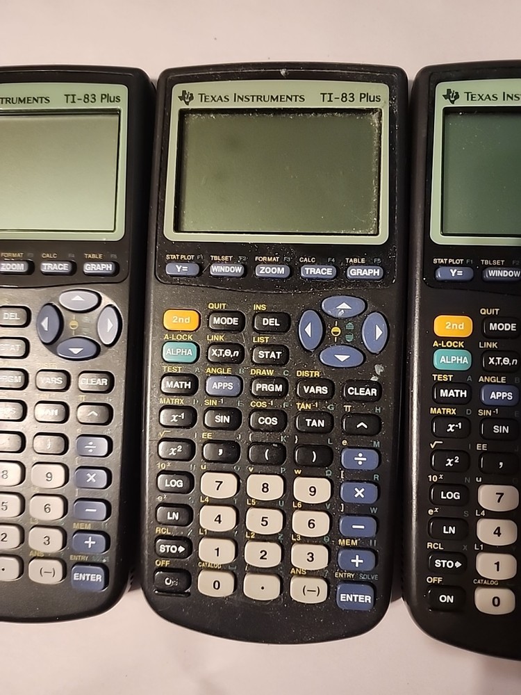 5 - Broken Texas Instruments TI-83 Plus Graphing Calculators - No Covers