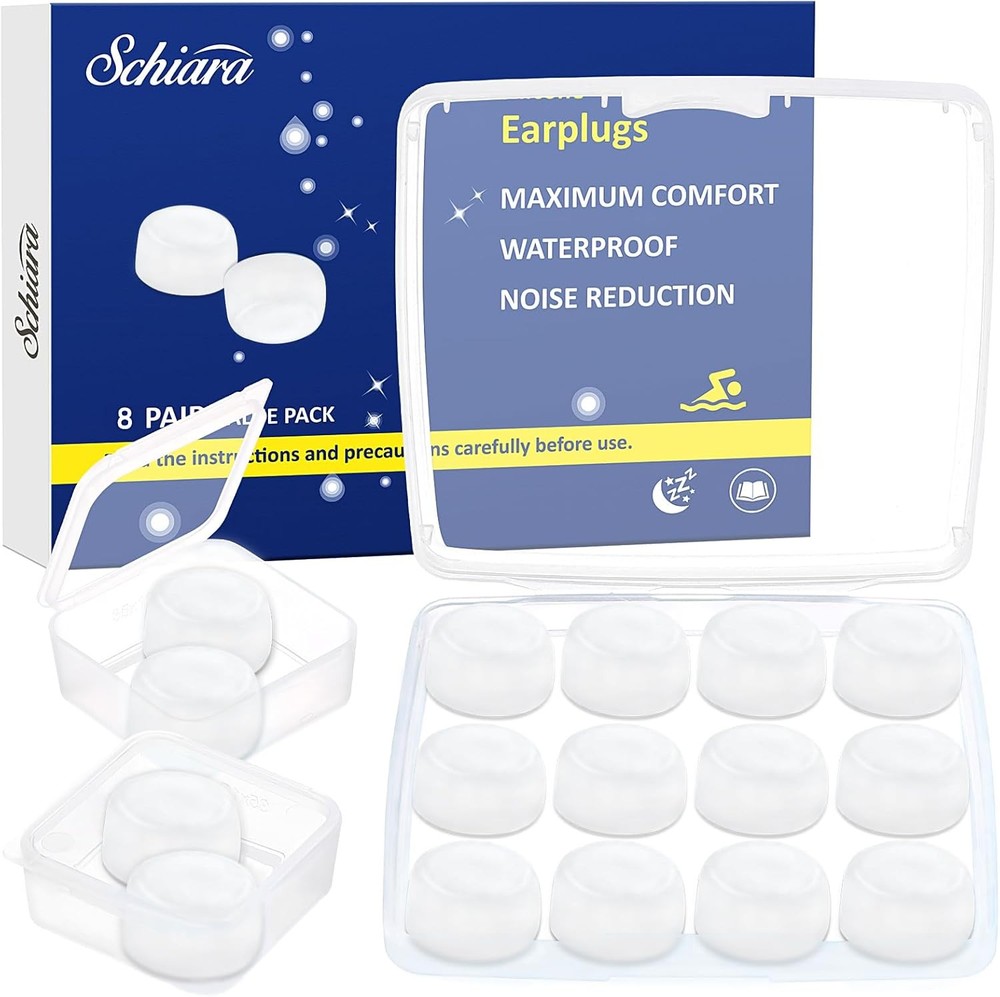 Ear Plugs for Sleeping, 8 Pair able Noise Cancelling Silicone
