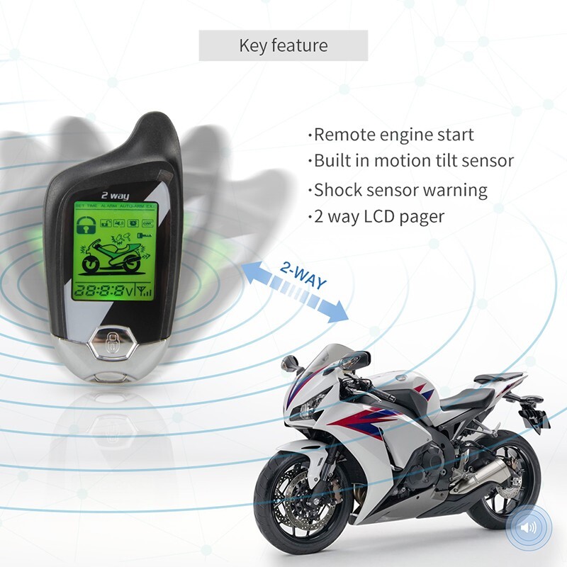 Easyguard 2 way motorcycle scooter alarm kit motion sensor remote engine start