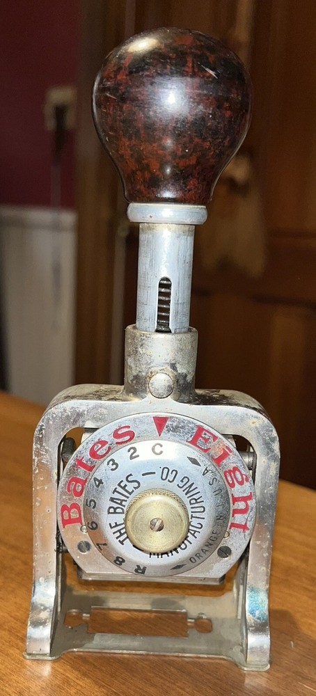 Vintage Bates Eight Numbering Machine 5 Wheels Style E