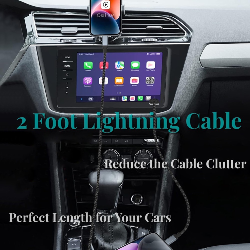 2 FT iPhone Charging Cable, 2 Pack [MFi Certified] USB to 2 FT, Black