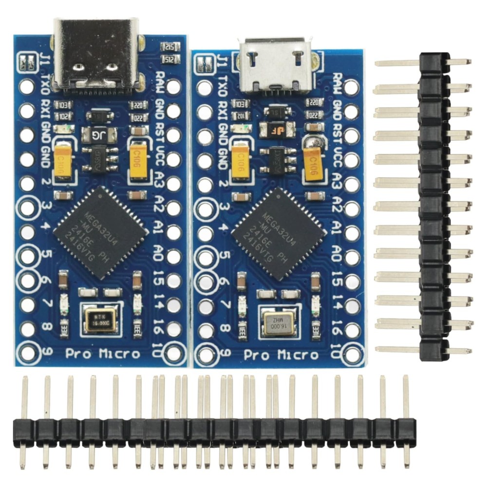 2 Pack Micro/Type-C USB ATmega32U4 Module 5V 16MHz Development Board Pro Micro