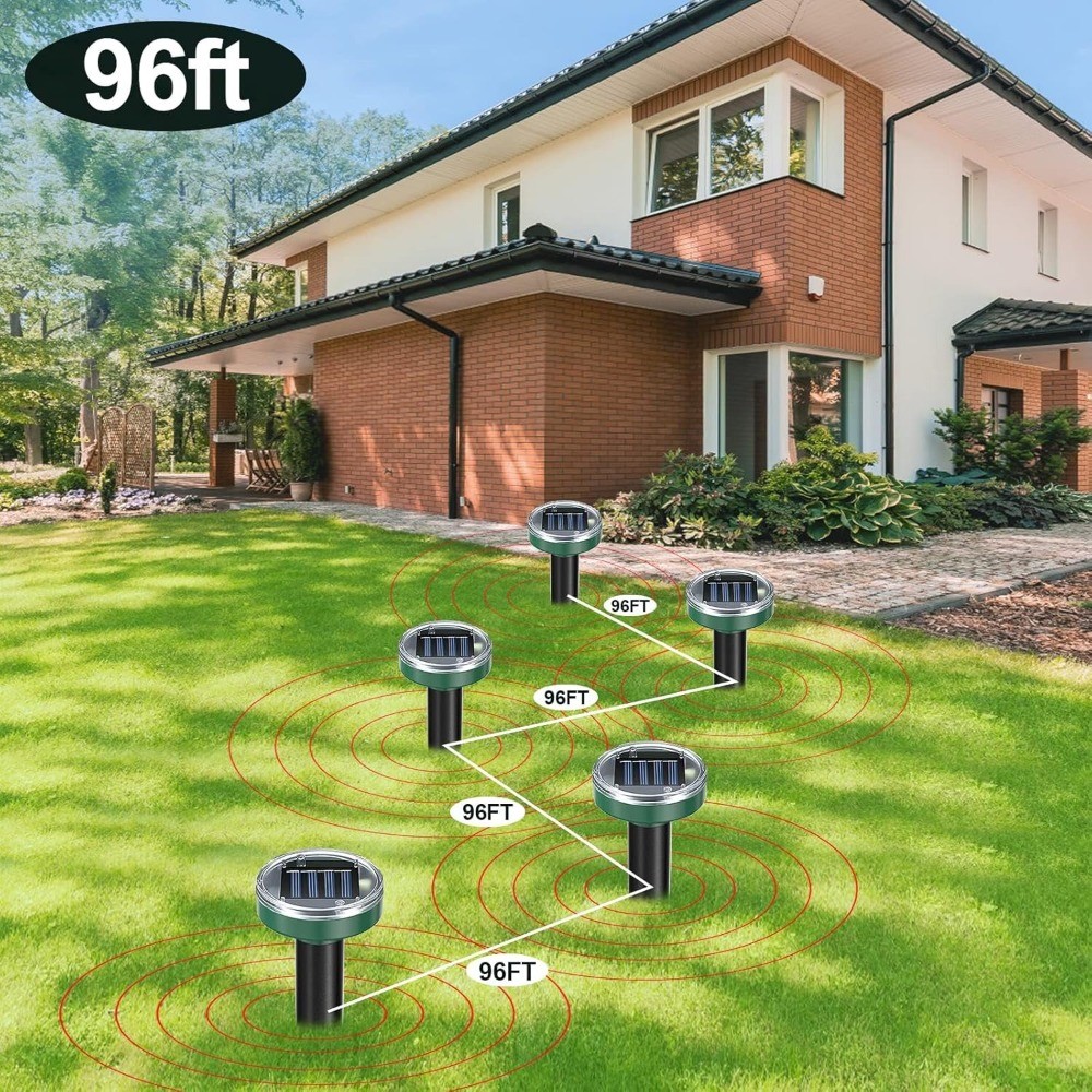 8 Pack Solar Mole Repeller, Ultrasonic Snake Gopher Deterrent Spikes for Yard