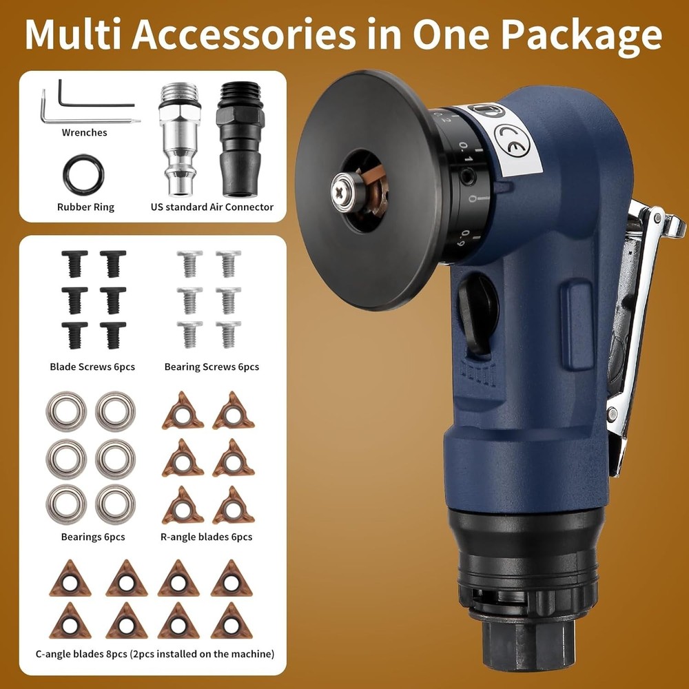 2 in 1 Pneumatic Chamfering Tool - Mini Air Chamfer Tool for C & R Deburring, 45