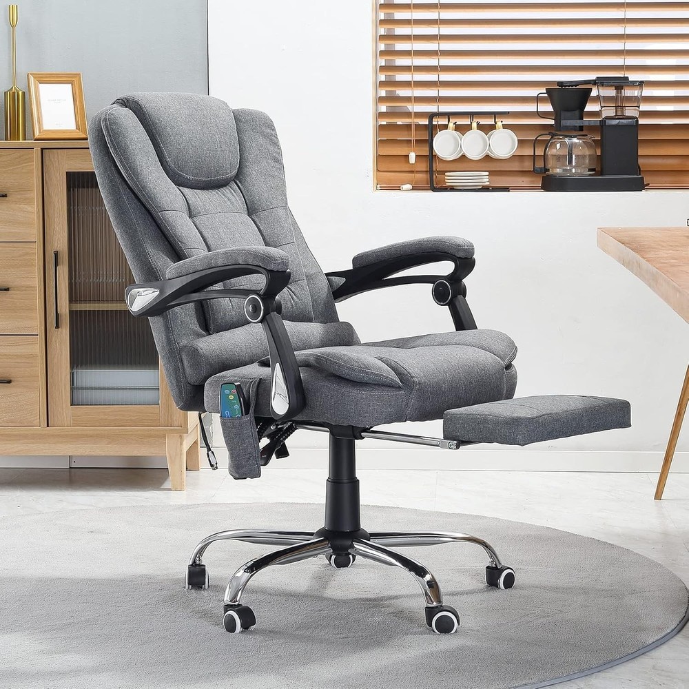Ergonomic Office Chair Fabric Reclining with 7 Massage Points & Heat Function