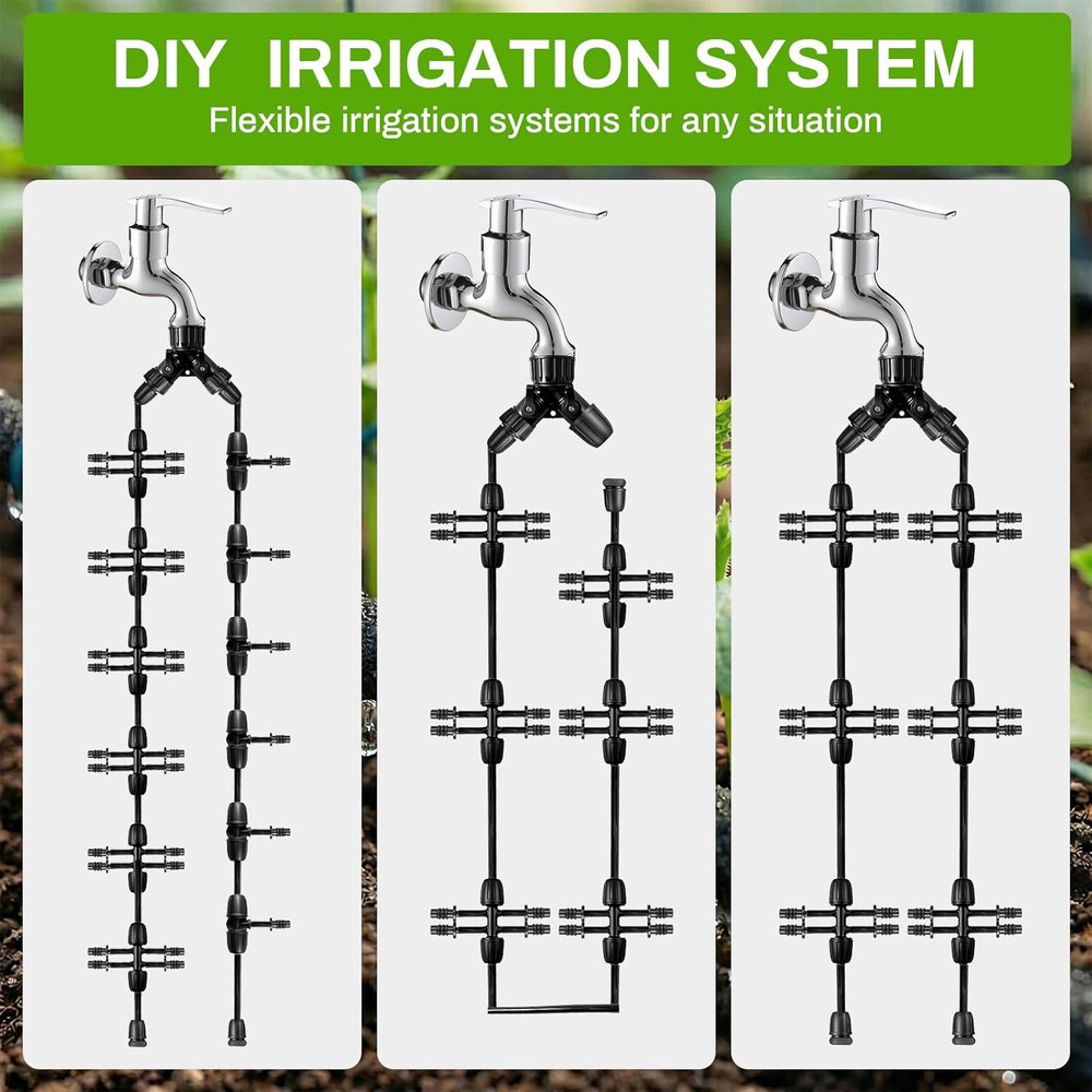 Upgraded 230FT Drip Irrigation System with 1/4" Soaker Hose -Weeping Technology