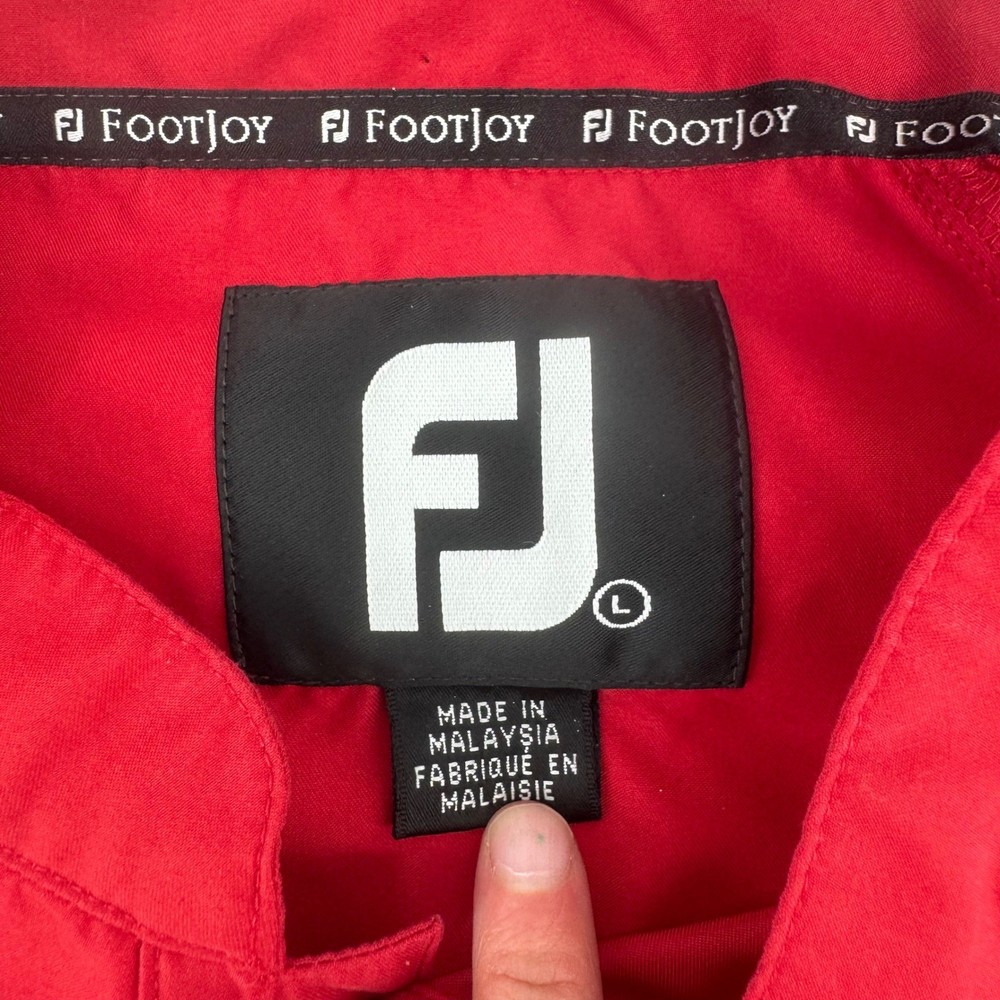 FootJoy Windbreaker Mens Large Red Snap Mock Neck Pullover Golf Jacket Course