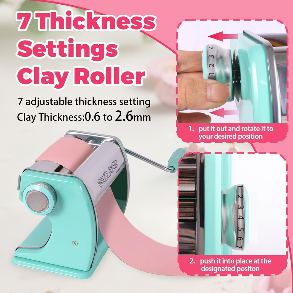 Polymer Clay Press Machine,Clay Roller Machine,Includes Non-Stick Sheets,Glov...