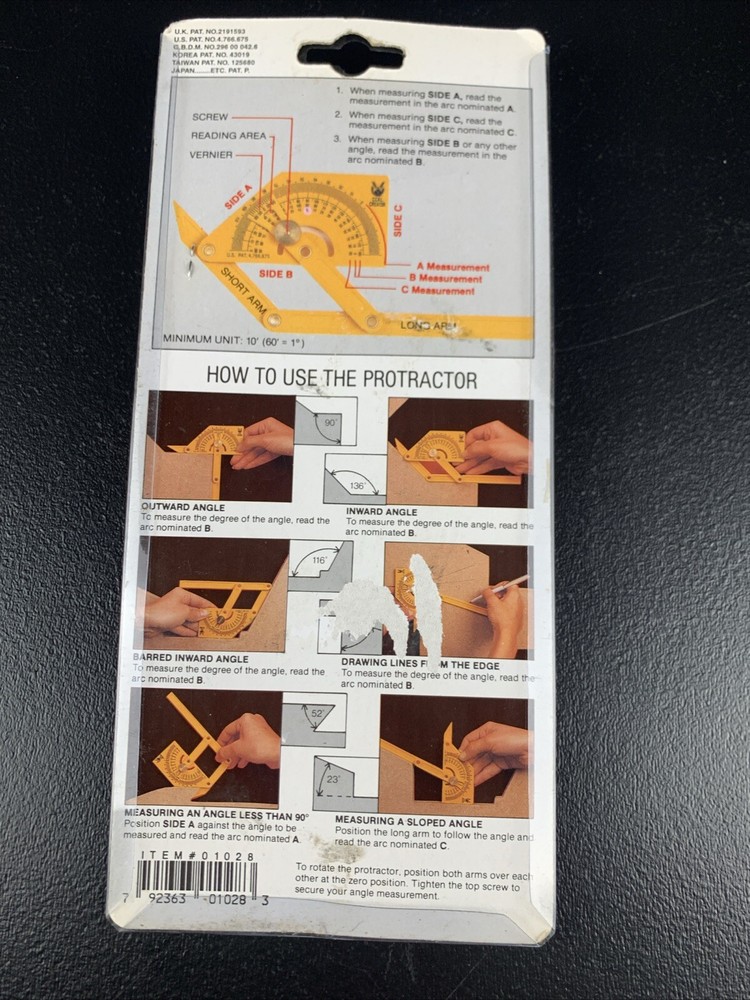 2036A CCKL CREATOR P1028 Adjustable Protractor Multipurpose Angle Finder Yellow