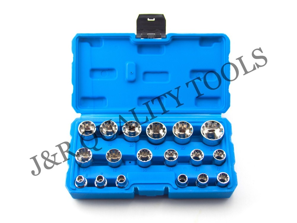 18 Piece Metric 3/8” Drive Socket Tool Set Universal Spline Socket Set
