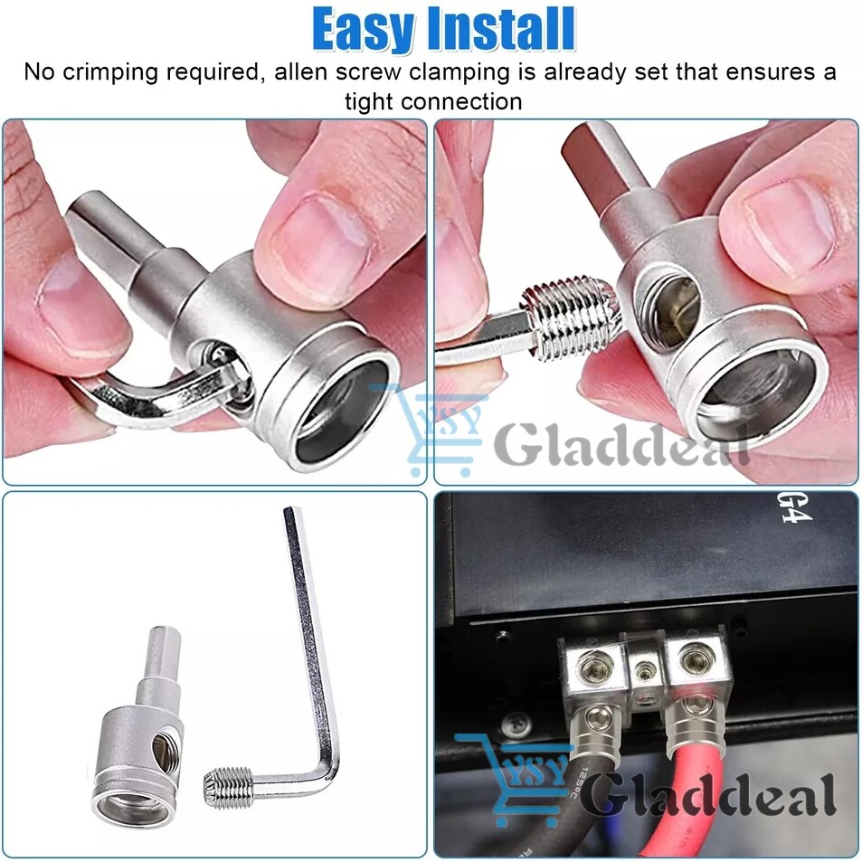 4PCS 4 Gauge to 8 Gauge Amp Input Reducer Wire Reducer Power/Ground Input Reduce