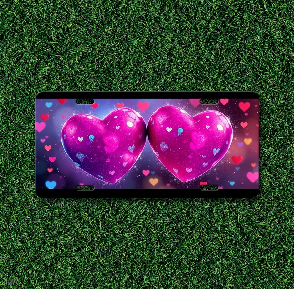 Bold Hearts License Plate Personalized Car Tag Gift Idea