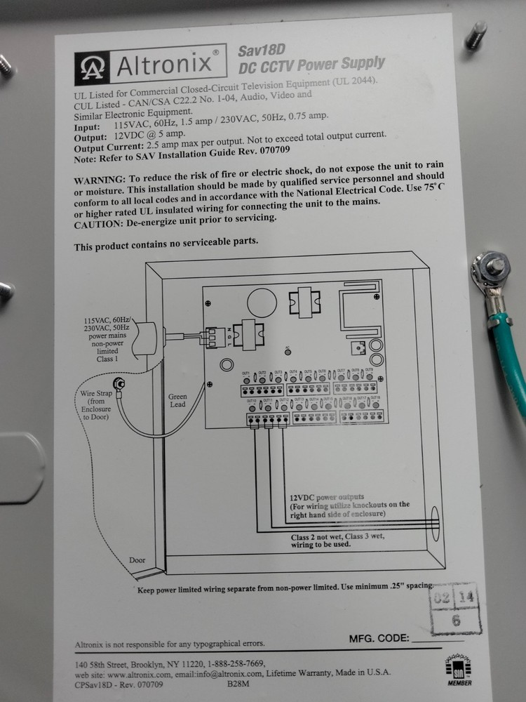 Altronix SAV18D DC CCTV Power Supply