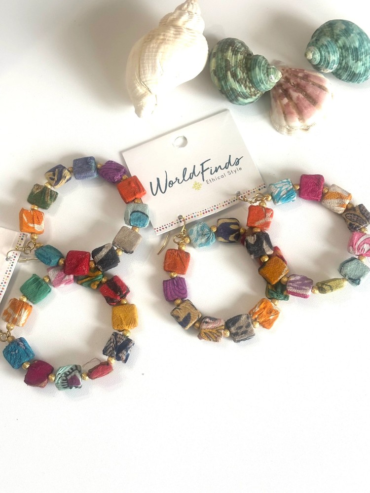 Kantha Dotted Square Hoops