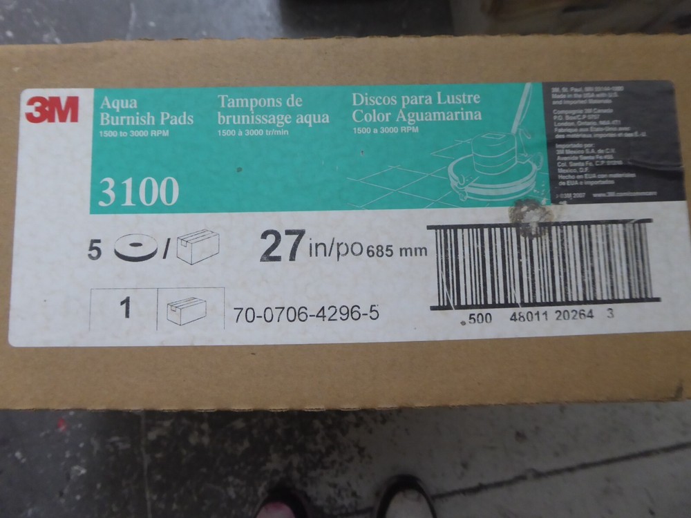 5-Pack 3m 3100 Aqua Burnish Pads 27"