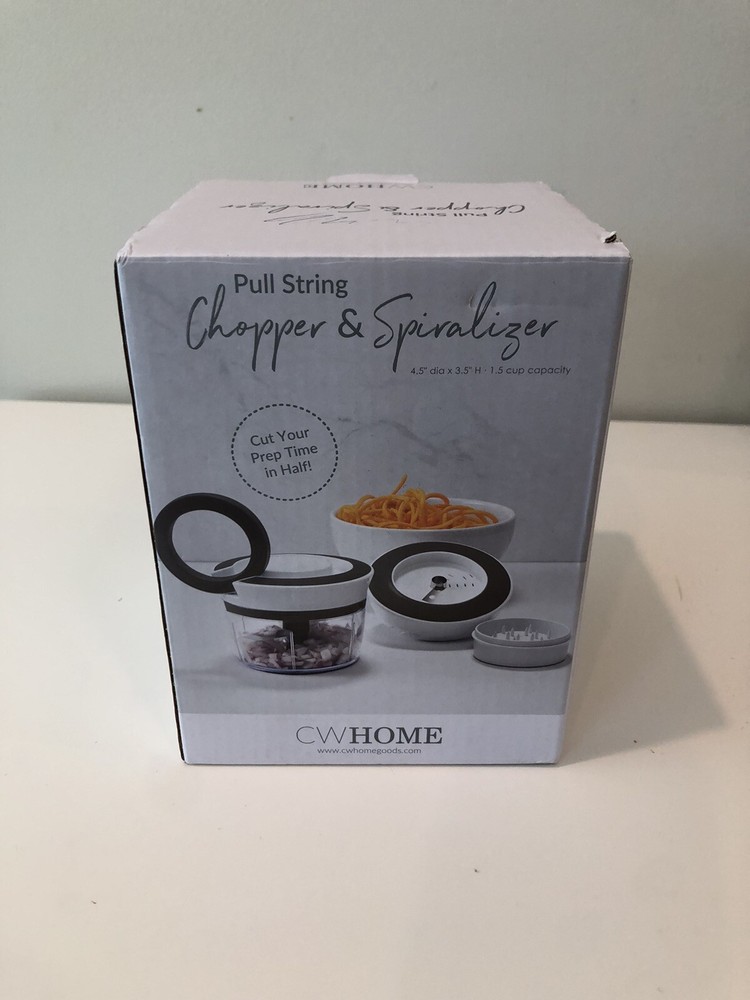 Pull String Chopper & Spiralizer 2.25 Cup Capacity By CW Home Chop NEW!