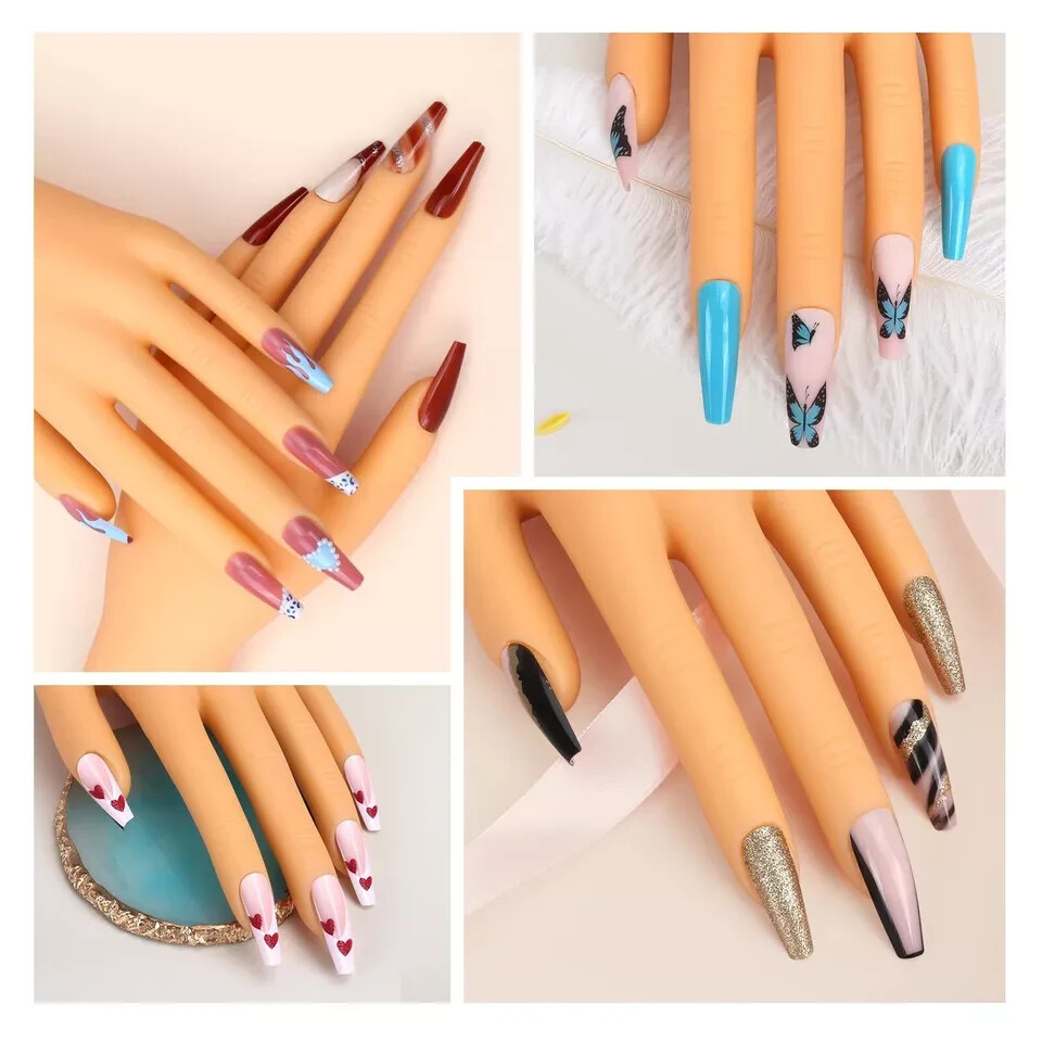 Practice Hand for Acrylic Nails, Flexible Mannequin Hands for Nails Practice,...