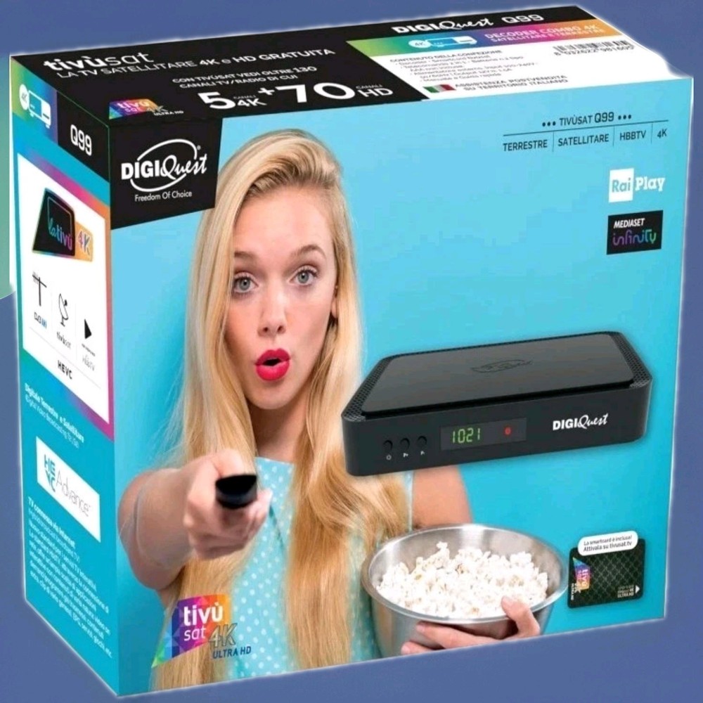 HD DECODER 4K ULTRA COMBO Q99 TIVÙSAT CARD INCLUDED ALREADY ACTIVATED