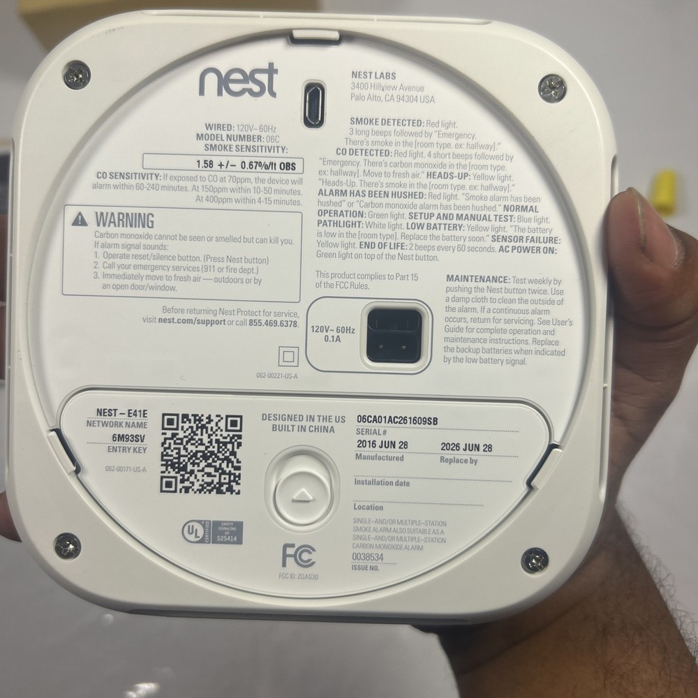 Google Nest Protect Wired - Smart Smoke & CO Detector - Exp Jun 28 2026