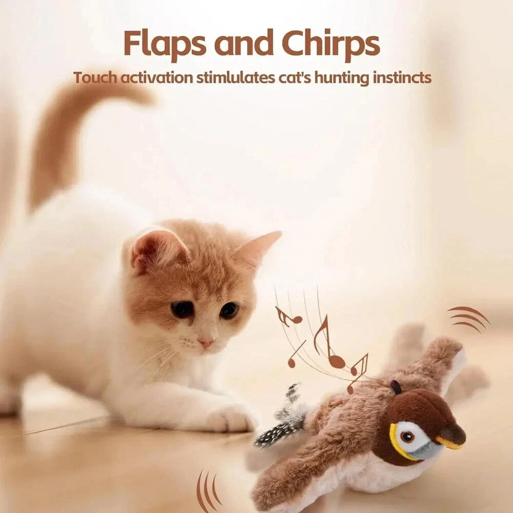 USB Interactive Flying Bird Cat Toys Electronic Pet Simulation Sparrow Toy US
