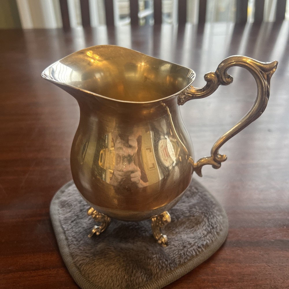 Vintage Sheridan Silver On Copper Creamer Pitcher