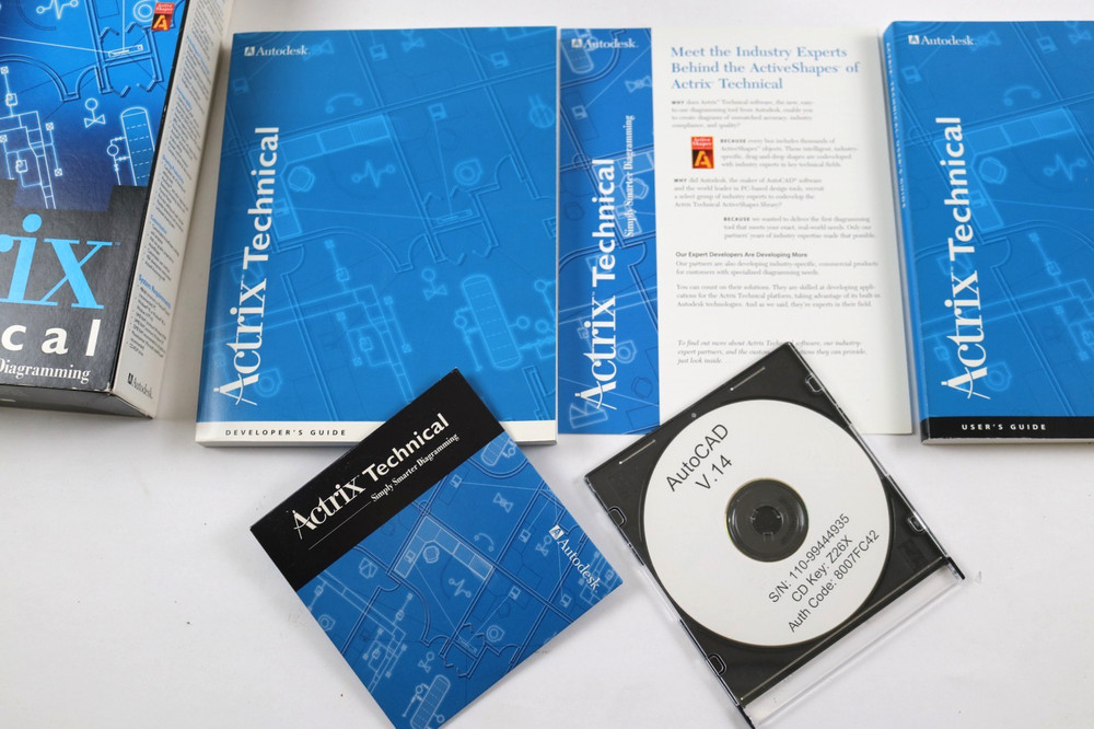 Autodesk Actrix Technical Vintage PC Software Box Set Disk Manuals Guide Vintage
