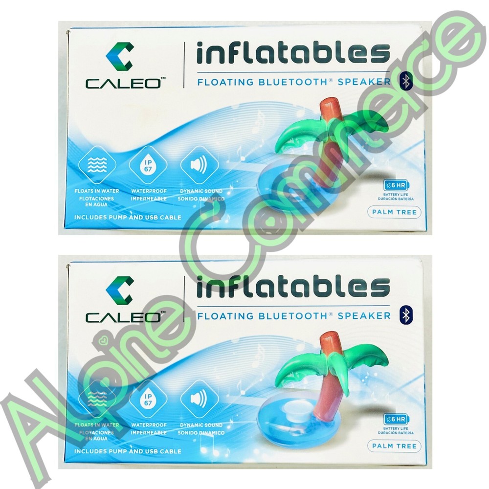 *2-Packs* Caleo Floating Bluetooth Speaker Palm Tree Inflatable Waterproof
