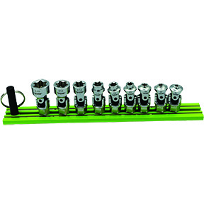 9PC DUAL DRIVE AND SPRING LOADED STUBBY UNIVERSAL SOCKET SET - ETORX