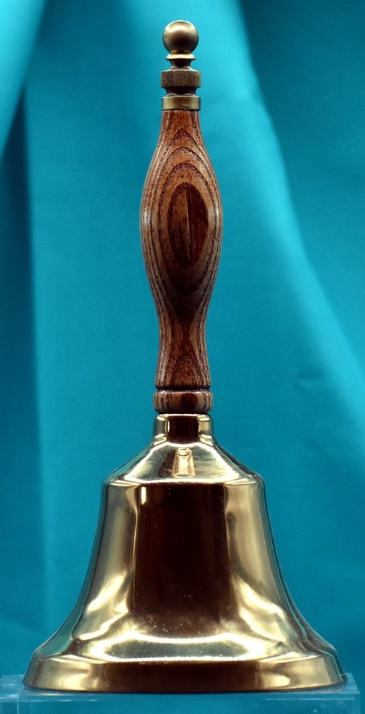 Modern Brass Hand Bell With Wooden Handle