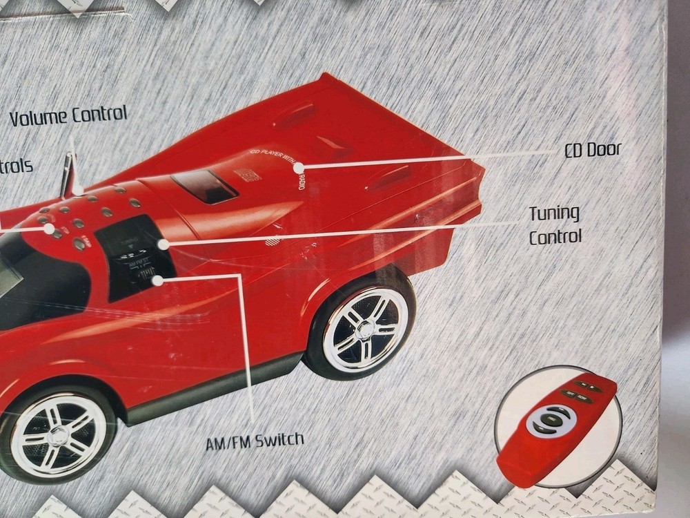 TDE Systems Red Sport Car CD Player AM/FM Remote Control